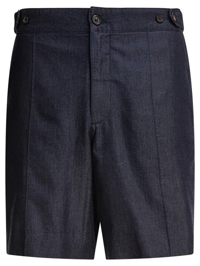 Alexander Mcqueen Tailored Shorts With Back Pockets And Belt Loops In Blue