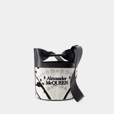 ALEXANDER MCQUEEN SAC À BANDOULIÈRE THE BUCKET BOW - ALEXANDER MCQUEEN - CUIR - BLANC