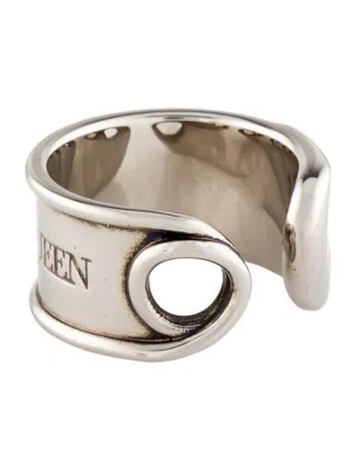 Pre-owned Alexander Mcqueen Safety Pin Logo Band Ring In Multi