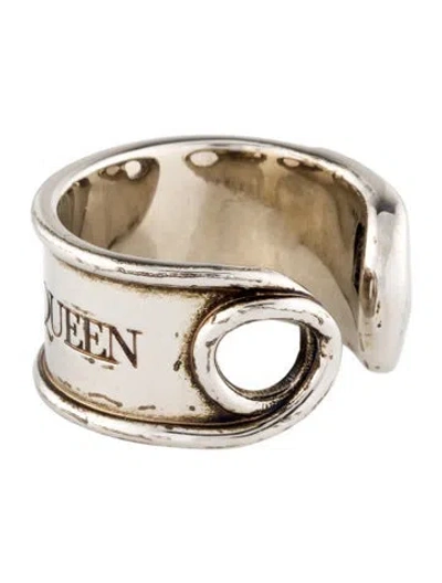 Pre-owned Alexander Mcqueen Safety Pin Logo Band Ring In Multi
