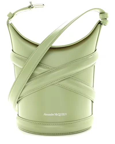 Alexander Mcqueen Sage Calfskin Leather The Curve Small Shoulder Bag  (authentic Pre-loved)