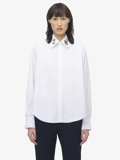 Alexander Mcqueen Sailor Tattoo Embroidery Shirt In White