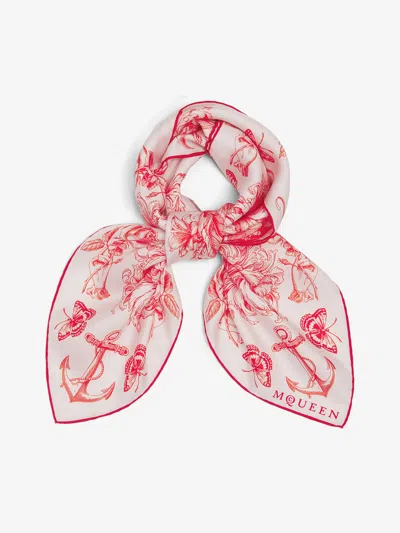 Alexander Mcqueen Sailor Tattoo Foulard In Red