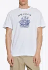 Alexander Mcqueen White Crewneck T-shirt With Logo Print On The Front In Cotton Man In White