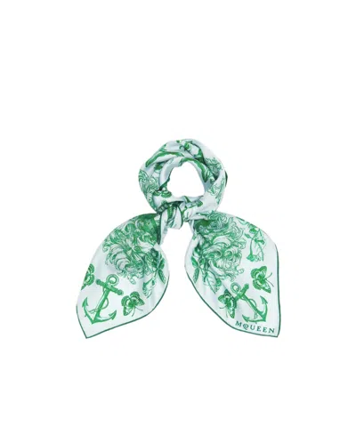 Alexander Mcqueen Women's Sailor Tattoo Foulard In Sky Blue/green