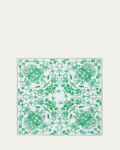Alexander Mcqueen Sailor Tattoo Silk Scarf In Green