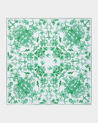 Alexander Mcqueen Sailor Tattoo Silk Scarf