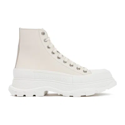 Alexander Mcqueen Sand Leather Tread Slick Sneakers In Neutral