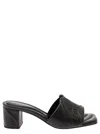 Alexander Mcqueen Black Slip-on Sandals With Embossed Logo In Padded Leather Woman In Black