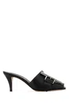 Alexander Mcqueen Leather Mules With Kitten Heel And Metal Embellishment