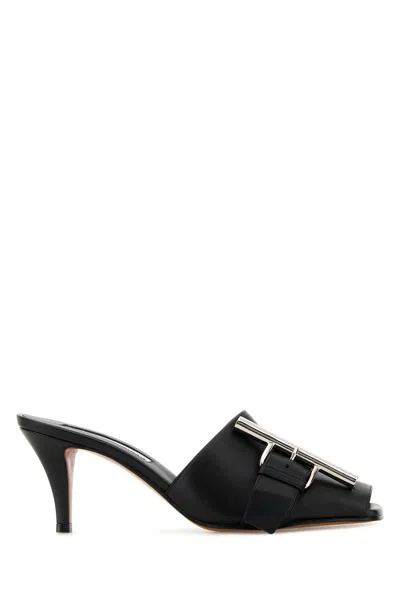 ALEXANDER MCQUEEN ALEXANDER MCQUEEN BLACK LEATHER MULES