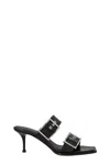 Alexander Mcqueen 75 Leather Buckle Sandals In Black