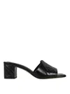 Alexander Mcqueen Black Slip-on Sandals With Embossed Logo In Padded Leather Woman In Black