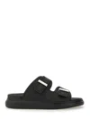 Alexander Mcqueen Rubber Slides With Buckled-straps In Black