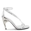 Alexander Mcqueen Silver-tone Leather Twisted Armadillo Sandals In Silver