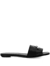 Alexander Mcqueen Black Leather Slippers In Black