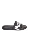Alexander Mcqueen Graffiti Logo Rubber Slide Sandals In Black