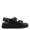 Alexander Mcqueen Black Slide Sandals With Embossed Logo In Leather Man
