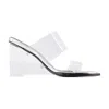 Alexander Mcqueen Square-toe Wedge-platform Sandals In Transparent