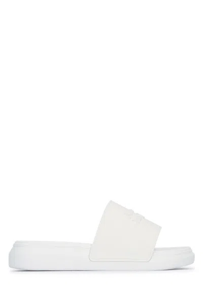 Alexander Mcqueen Logo Patch Pool Slides In White
