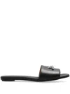 Alexander Mcqueen Open-toe Black Sandals With Metallic Accent In Black