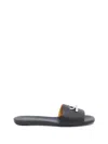 Alexander Mcqueen Open-toe Black Sandals With Metallic Accent In Black