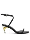 Alexander Mcqueen Armadillo Leather Metallic-heel Sandals In Black