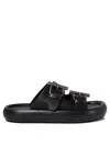 Alexander Mcqueen Double-strap Sandals In Leather In Black