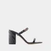 Alexander Mcqueen Women's Seal Heeled Sandals In Black