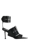 Alexander Mcqueen 90mm Slash Sandals In Blackblacksilver