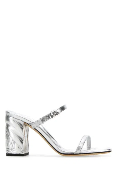 Alexander Mcqueen Silver Leather Seal Heels