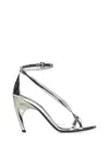 Alexander Mcqueen Twisted Armadillo 95mm Patent Sandals In Silver+silver
