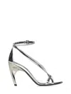 Alexander Mcqueen Twisted Armadillo 95mm Patent Sandals In Silver+silver
