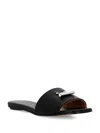 Alexander Mcqueen T-bar Leather Flat Sandals In Silver/black/silver