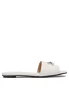 Alexander Mcqueen Leather Cross-bar Slide Sandals In White