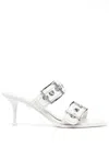 Alexander Mcqueen Boxcar Calfskin Dual-buckle Sandals In White