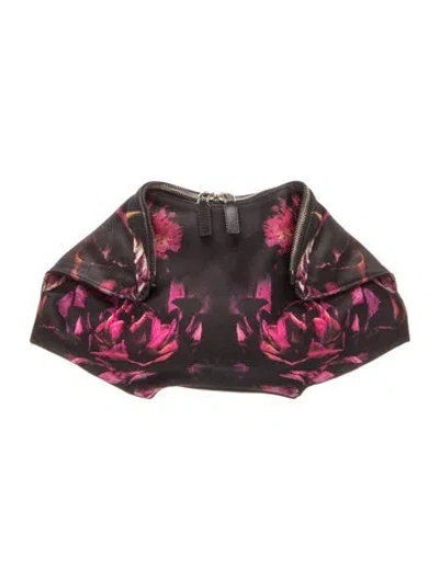 Pre-owned Alexander Mcqueen Satin Clutch In Black
