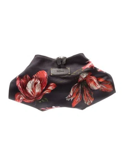 Pre-owned Alexander Mcqueen Satin Clutch In Black