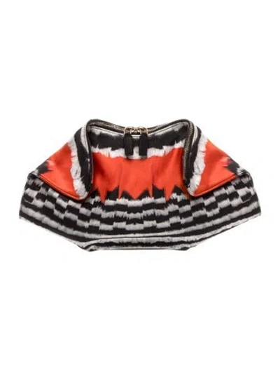 Pre-owned Alexander Mcqueen Satin Clutch In Black