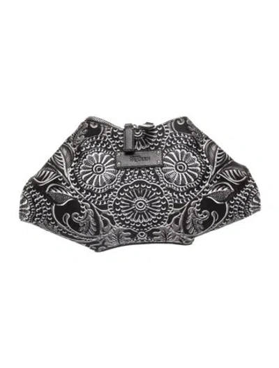 Pre-owned Alexander Mcqueen Satin Clutch In Black