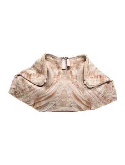 Pre-owned Alexander Mcqueen Satin Clutch In Neutrals