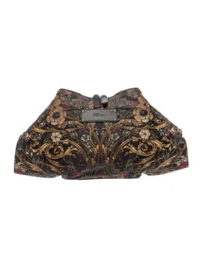 Pre-owned Alexander Mcqueen Satin Clutch Vintage In Black