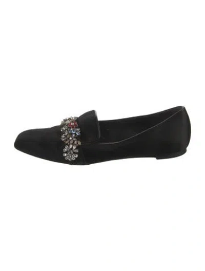 Pre-owned Alexander Mcqueen Satin Crystal Embellishments Loafers In Black