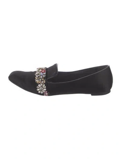 Pre-owned Alexander Mcqueen Satin Crystal Embellishments Loafers In Black