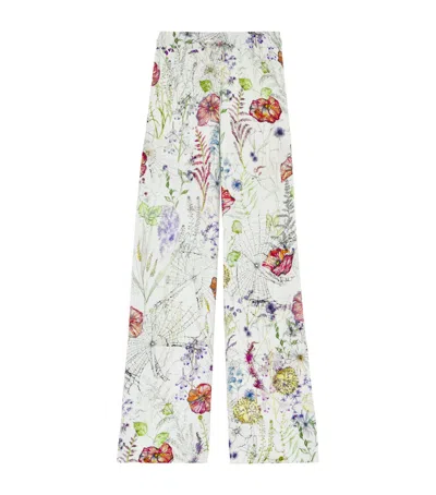 Alexander Mcqueen Satin Floral Trousers In Green