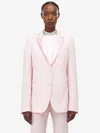 Alexander Mcqueen Wool Ruffle Asymmetric Blazer In Pink