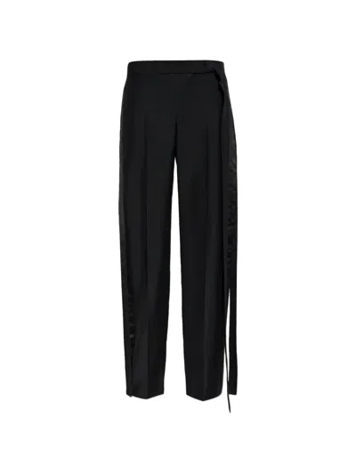Alexander Mcqueen Satin-trim Draped Trousers In Black
