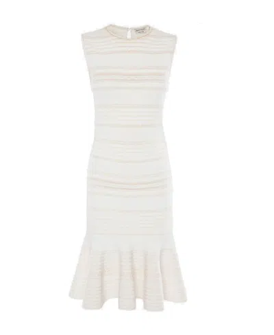 Alexander Mcqueen Scalloped Knitted Dress In White