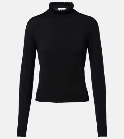 Alexander Mcqueen Scalloped Wool-blend Sweater In Black