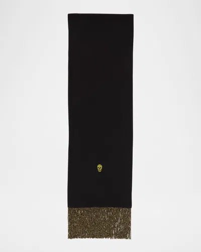 Alexander Mcqueen Scarf W/ Metallic Scarf In 1080 Black Gold